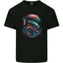 Fantasy Space Fish Mens Cotton T-Shirt Tee Top Black