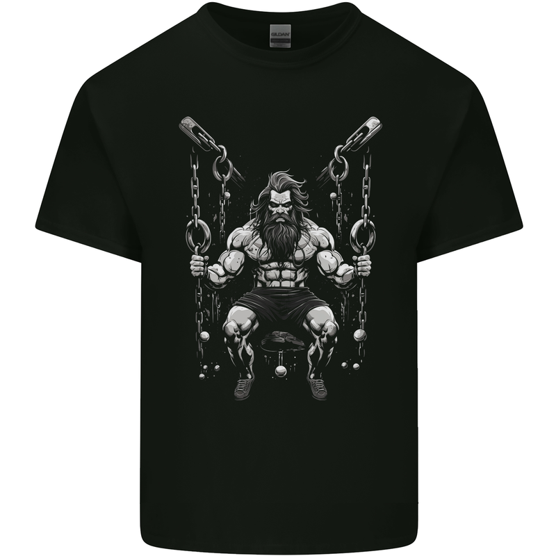 Fantasy Strong Man Gym Training Top Bodybuilder Kids T-Shirt Childrens Black