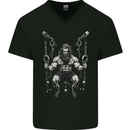 Fantasy Strong Man Gym Training Top Bodybuilder Mens V-Neck Cotton T-Shirt Black
