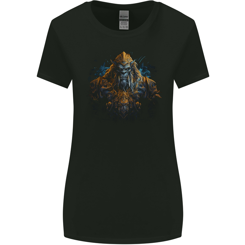 Fantasy Warrior Orc Goblin Orca Elf Troll Styx Womens Wider Cut T-Shirt Black