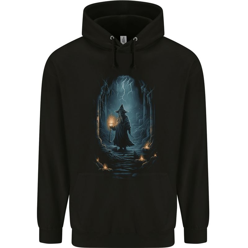 Fantasy Wizard Warlock 1 Mens 80% Cotton Hoodie Black