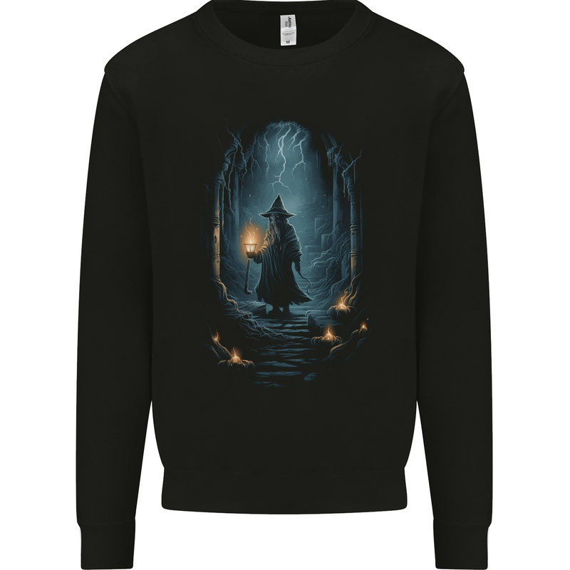 Fantasy Wizard Warlock 1 Mens Sweatshirt Jumper Black