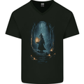 Fantasy Wizard Warlock 1 Mens V-Neck Cotton T-Shirt Black