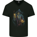 Fantasy Wizard Warlock 4 Mens V-Neck Cotton T-Shirt Black