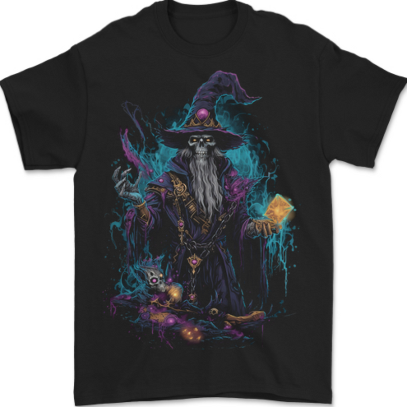 Fantasy Wizard Warlock 6 Mens T-Shirt 100% Cotton BLACK