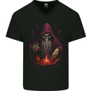 Fantasy Wizard Warlock 7 Mens V-Neck Cotton T-Shirt Black
