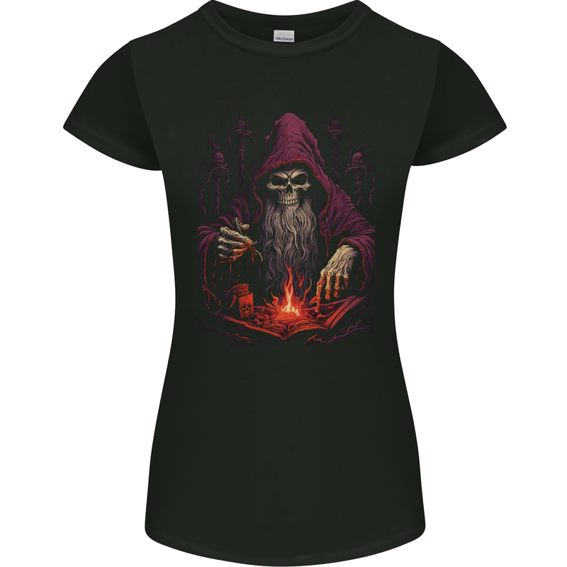Fantasy Wizard Warlock 7 Womens Petite Cut T-Shirt Black