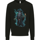 Fantasy Wizard Warlock Skull Mens Sweatshirt Jumper Black