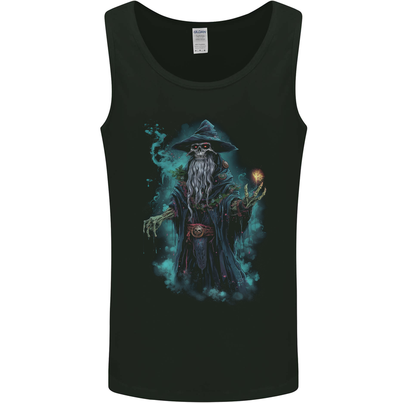 Fantasy Wizard Warlock Skull Mens Vest Tank Top Black