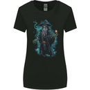 Fantasy Wizard Warlock Skull Womens Wider Cut T-Shirt Black