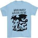 Fantasy Writer Author Novelist Dragons Mens T-Shirt 100% Cotton Light Blue