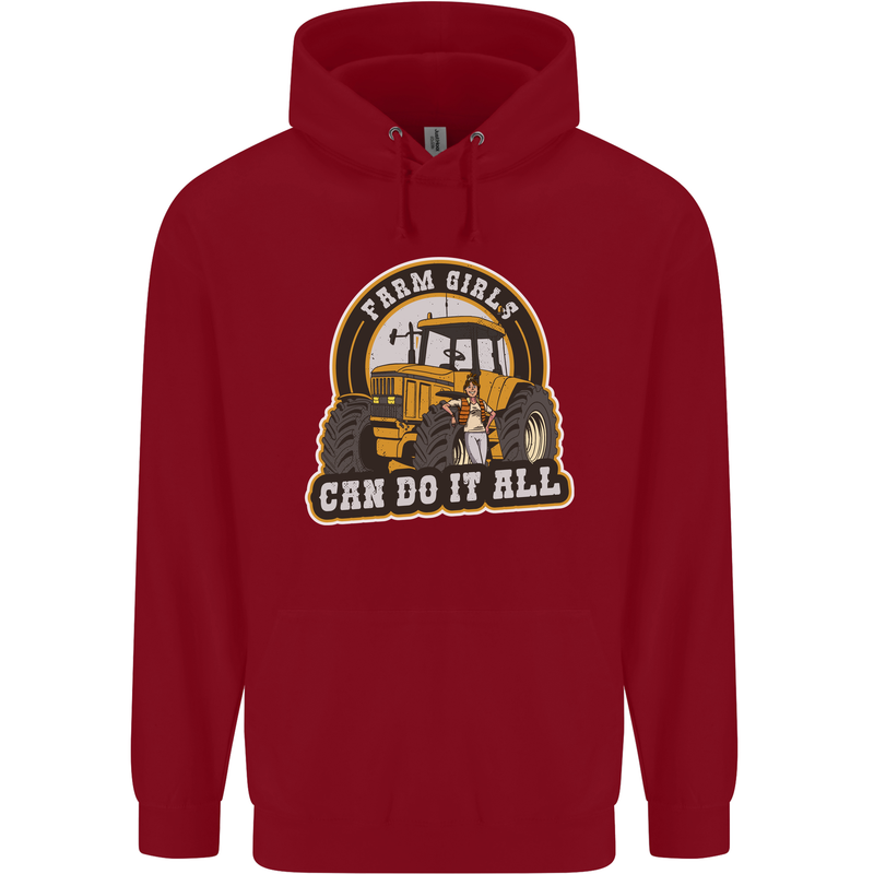 Farm Girls Can Do It All Funny Farming Childrens Kids Hoodie Red