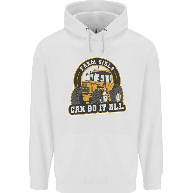 Farm Girls Can Do It All Funny Farming Childrens Kids Hoodie White