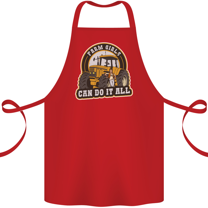 Farm Girls Can Do It All Funny Farming Cotton Apron 100% Organic Red