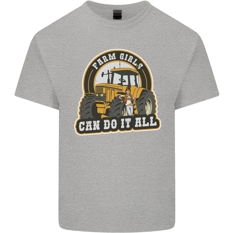 Farm Girls Can Do It All Funny Farming Kids T-Shirt Childrens Sports Grey