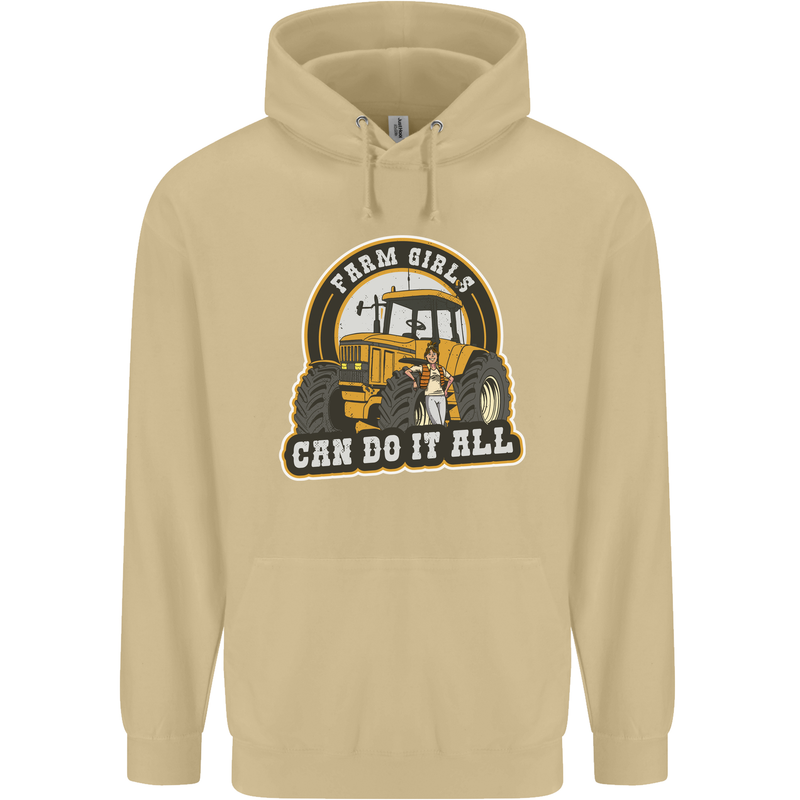 Farm Girls Can Do It All Funny Farming Mens 80% Cotton Hoodie Sand