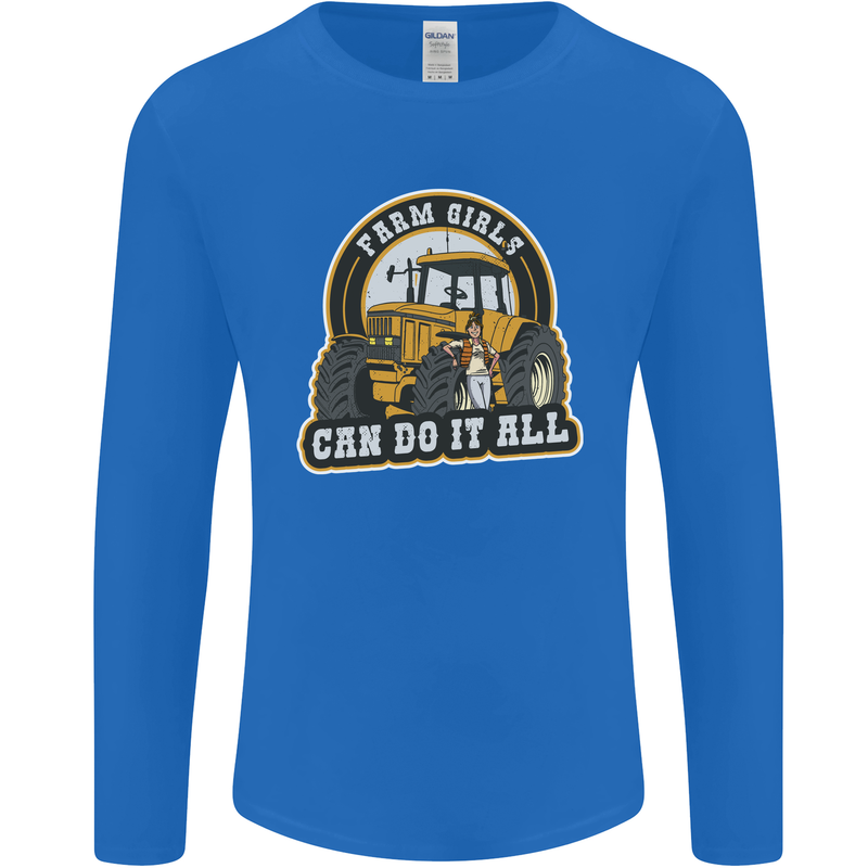 Farm Girls Can Do It All Funny Farming Mens Long Sleeve T-Shirt Royal Blue