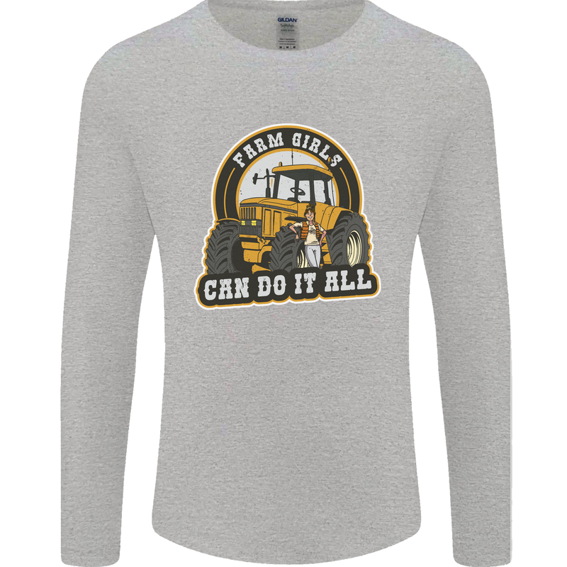 Farm Girls Can Do It All Funny Farming Mens Long Sleeve T-Shirt Sports Grey