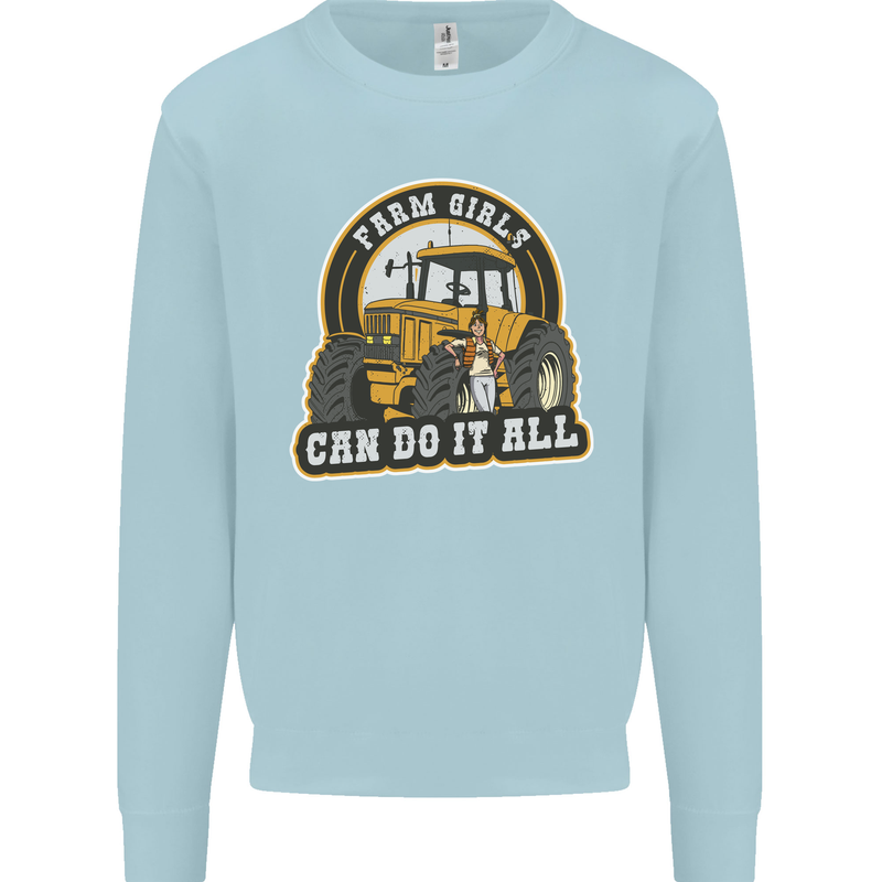 Farm Girls Can Do It All Funny Farming Mens Sweatshirt Jumper Light Blue