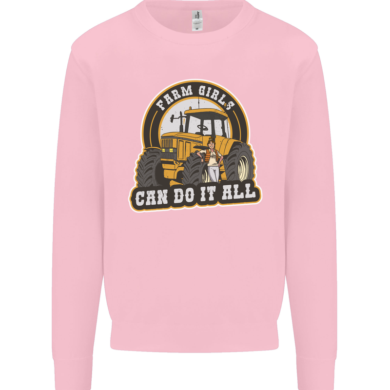 Farm Girls Can Do It All Funny Farming Mens Sweatshirt Jumper Light Pink