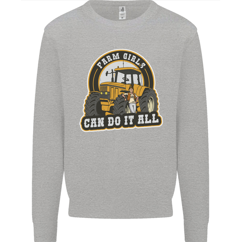 Farm Girls Can Do It All Funny Farming Mens Sweatshirt Jumper Sports Grey