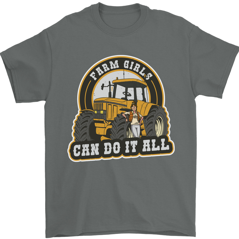 Farm Girls Can Do It All Funny Farming Mens T-Shirt 100% Cotton Charcoal