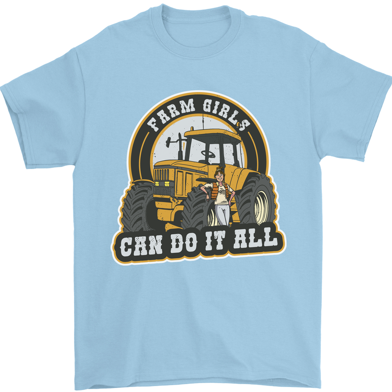 Farm Girls Can Do It All Funny Farming Mens T-Shirt 100% Cotton Light Blue