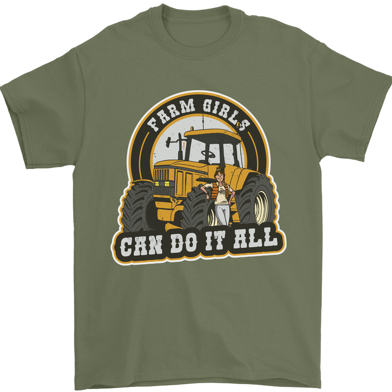 Farm Girls Can Do It All Funny Farming Mens T-Shirt 100% Cotton Military Green