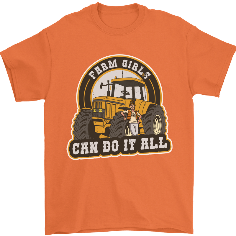 Farm Girls Can Do It All Funny Farming Mens T-Shirt 100% Cotton Orange