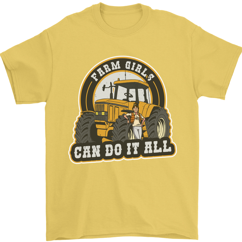 Farm Girls Can Do It All Funny Farming Mens T-Shirt 100% Cotton Yellow
