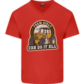 Farm Girls Can Do It All Funny Farming Mens V-Neck Cotton T-Shirt Red