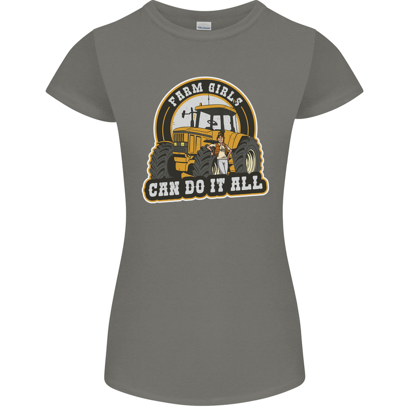Farm Girls Can Do It All Funny Farming Womens Petite Cut T-Shirt Charcoal