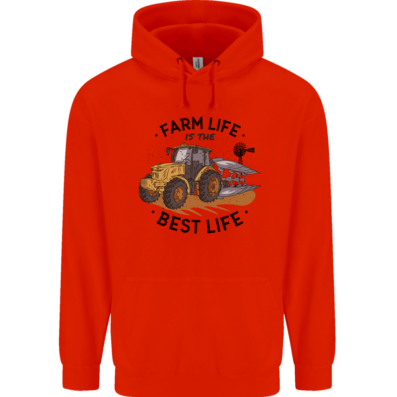 Farm Life is the Best Life Farming Farmer Childrens Kids Hoodie Bright Red