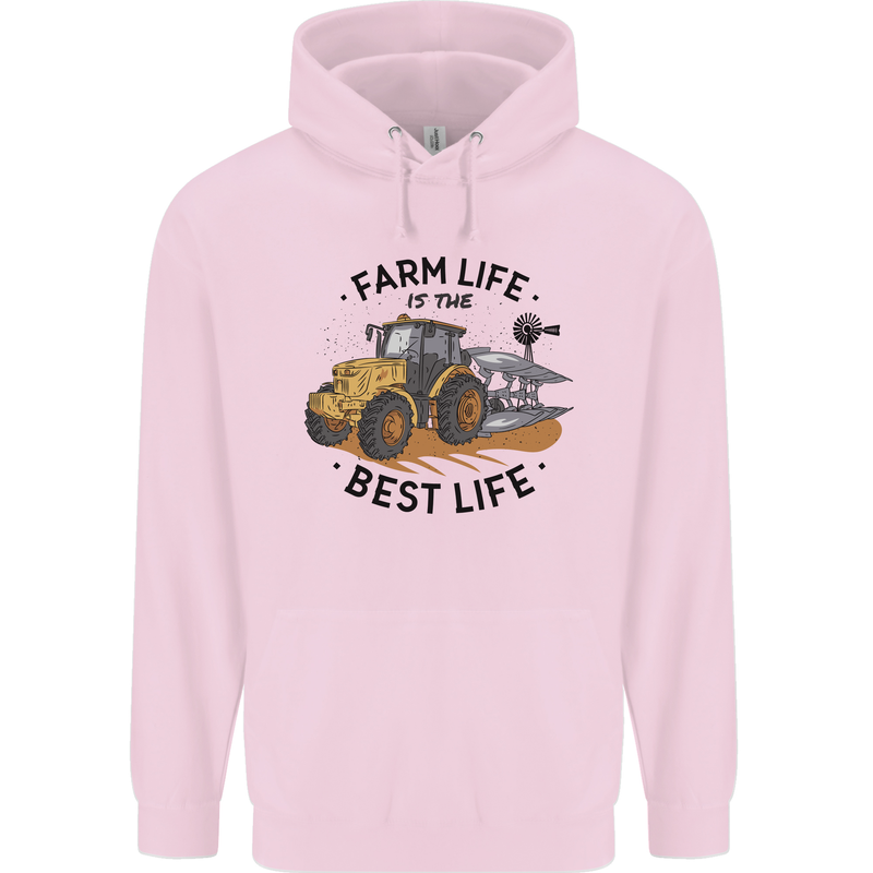 Farm Life is the Best Life Farming Farmer Childrens Kids Hoodie Light Pink