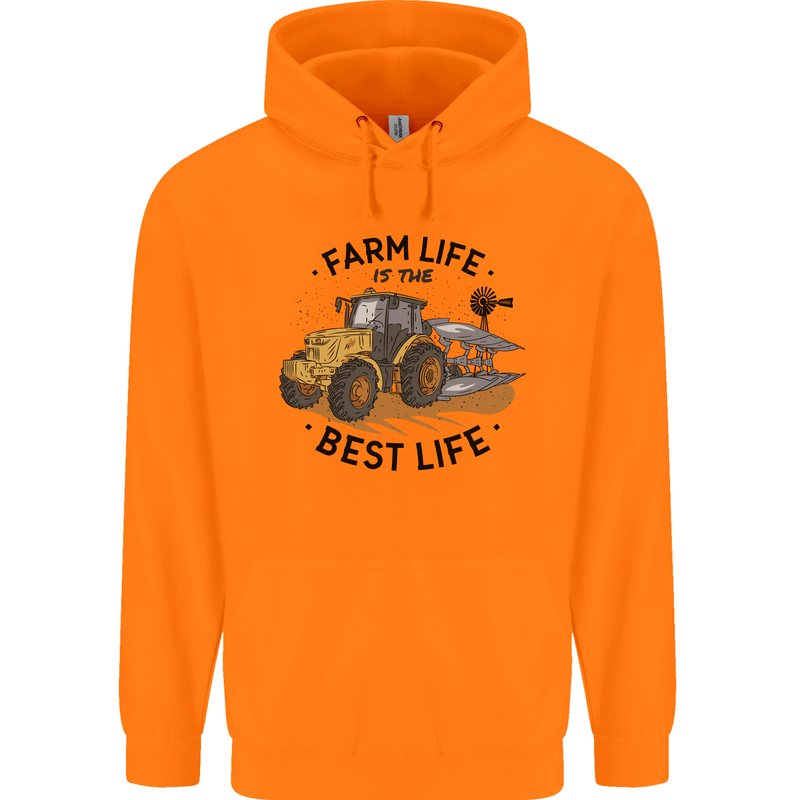 Farm Life is the Best Life Farming Farmer Childrens Kids Hoodie Orange