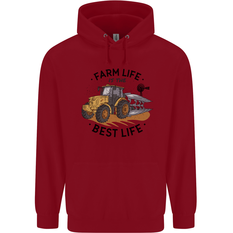 Farm Life is the Best Life Farming Farmer Childrens Kids Hoodie Red