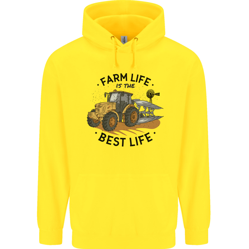 Farm Life is the Best Life Farming Farmer Childrens Kids Hoodie Yellow