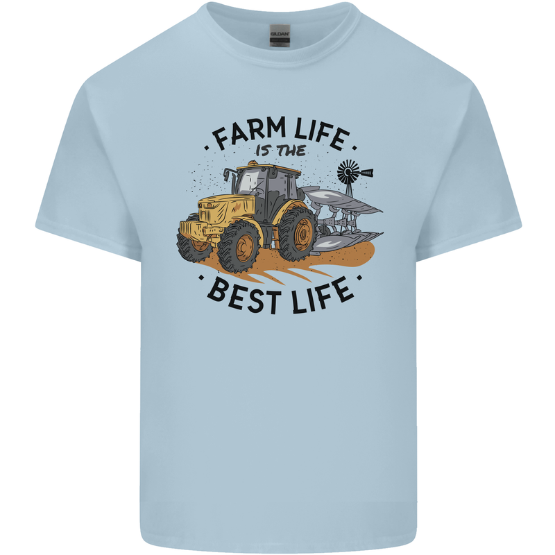 Farm Life is the Best Life Farming Farmer Mens Cotton T-Shirt Tee Top Light Blue