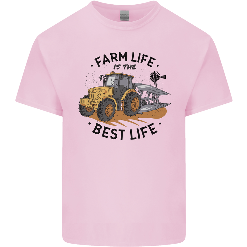 Farm Life is the Best Life Farming Farmer Mens Cotton T-Shirt Tee Top Light Pink