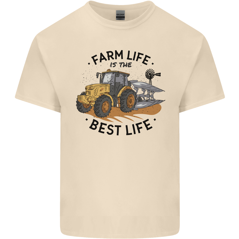 Farm Life is the Best Life Farming Farmer Mens Cotton T-Shirt Tee Top Natural