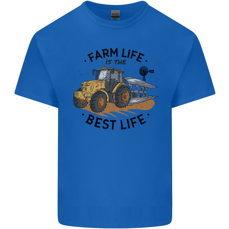 Farm Life is the Best Life Farming Farmer Mens Cotton T-Shirt Tee Top Royal Blue