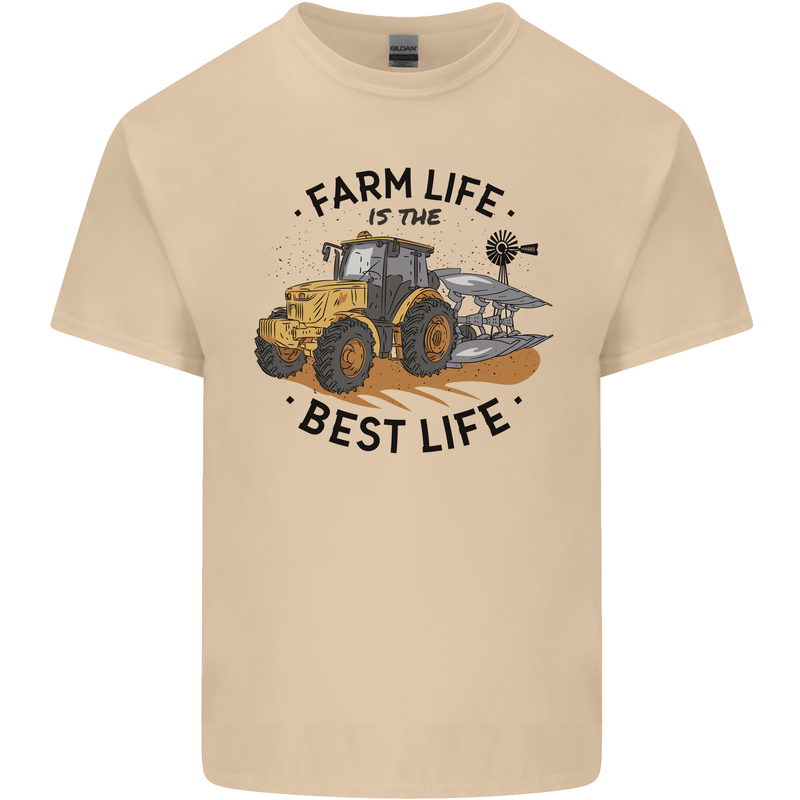 Farm Life is the Best Life Farming Farmer Mens Cotton T-Shirt Tee Top Sand