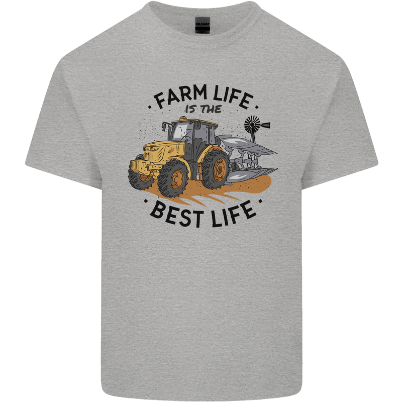 Farm Life is the Best Life Farming Farmer Mens Cotton T-Shirt Tee Top Sports Grey