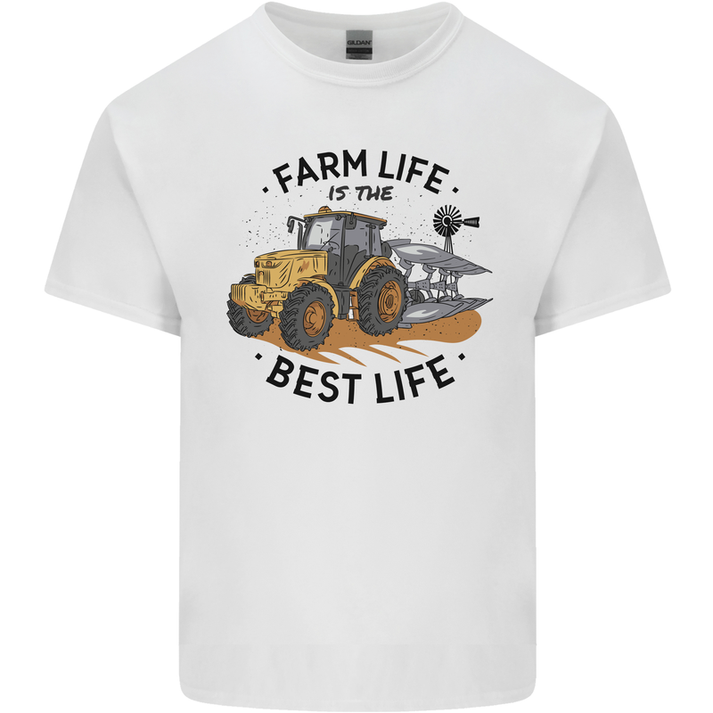 Farm Life is the Best Life Farming Farmer Mens Cotton T-Shirt Tee Top White