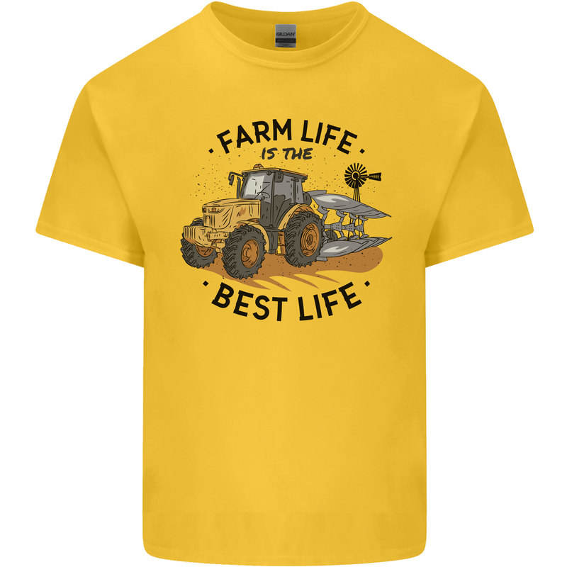 Farm Life is the Best Life Farming Farmer Mens Cotton T-Shirt Tee Top Yellow