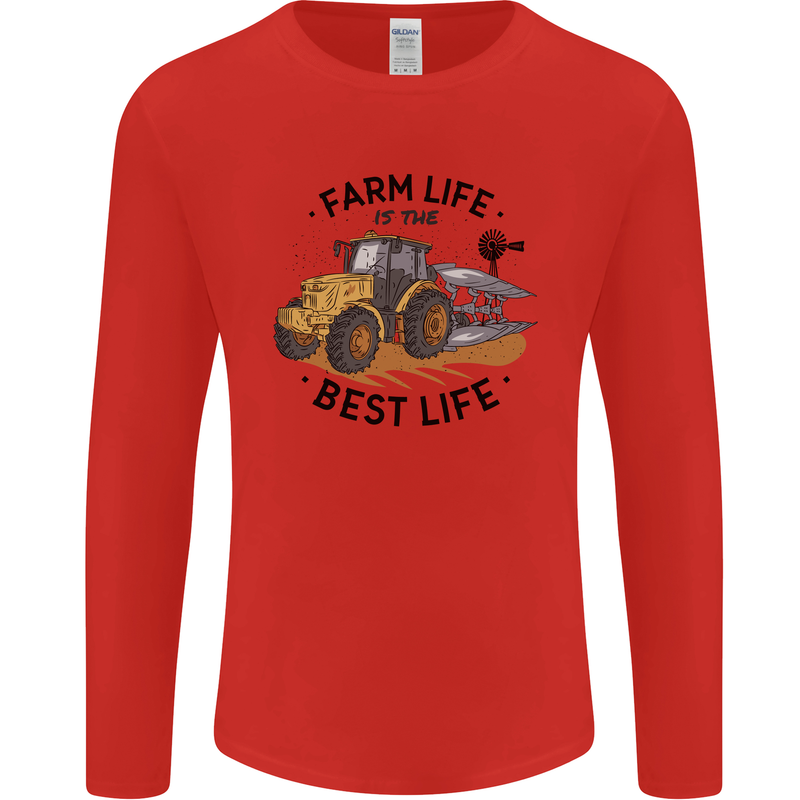 Farm Life is the Best Life Farming Farmer Mens Long Sleeve T-Shirt Red