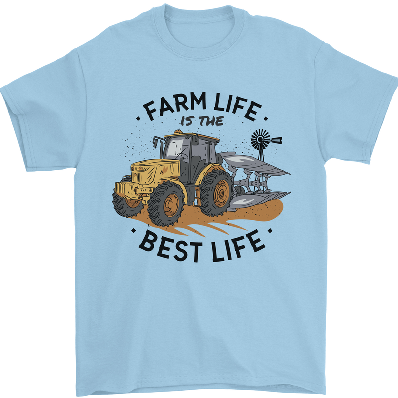 Farm Life is the Best Life Farming Farmer Mens T-Shirt 100% Cotton Light Blue