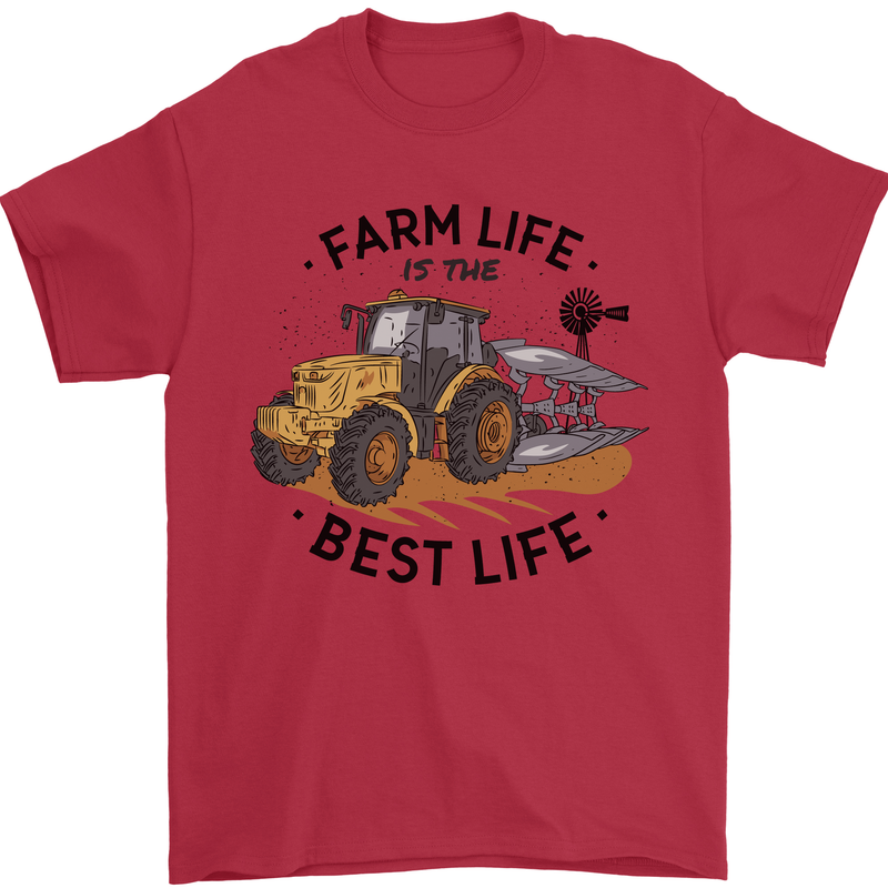 Farm Life is the Best Life Farming Farmer Mens T-Shirt 100% Cotton Red