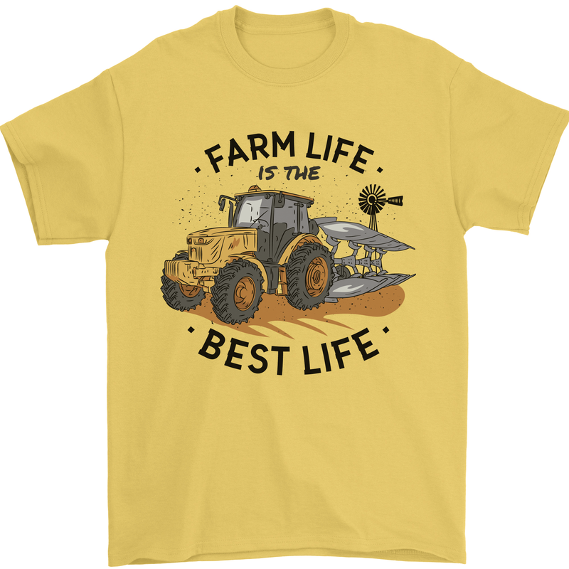 Farm Life is the Best Life Farming Farmer Mens T-Shirt 100% Cotton Yellow