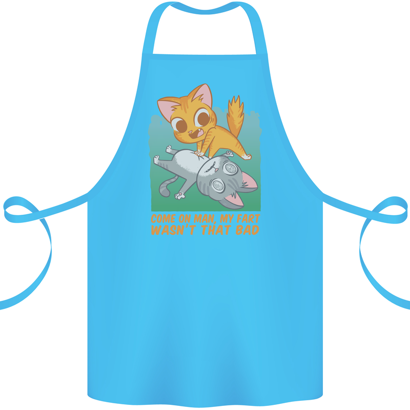 Fart Wasnt That Bad Funny Flatulence Cat Farting Cotton Apron 100% Organic Turquoise